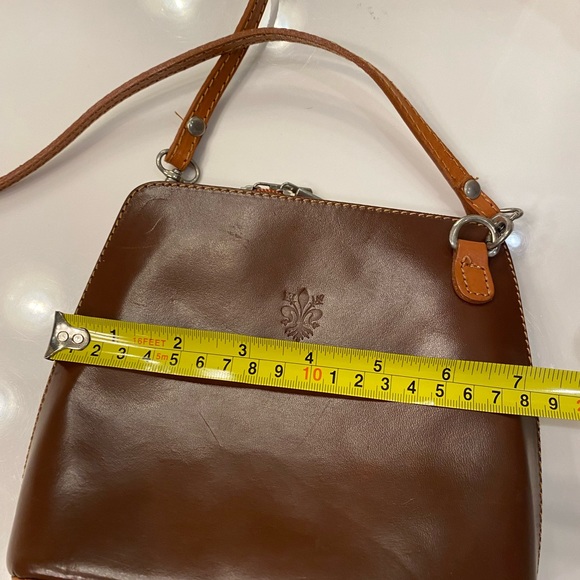 NWOT 2-tone Brown Italian Leather Crossbody Bag - Picture 10 of 12